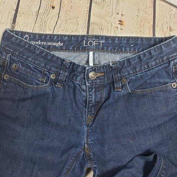 ANN TAYLOR LOFT Modern Straight Jeans High Rise Dark Wash Size  25 - Picture 4 of 10